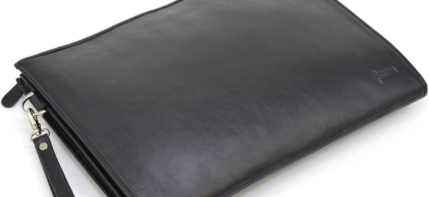 Кожаная папка клатч с петлей для документов